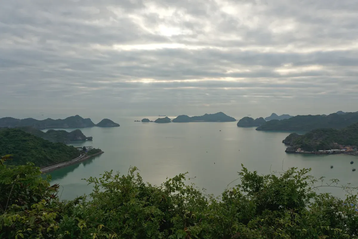 View over the sea and islands from Cannon Fort Park on Cat Ba Island, Halong Bay cruise